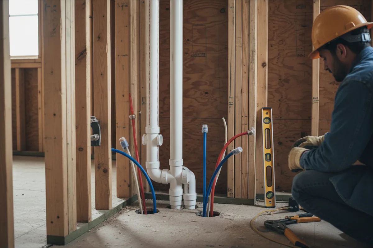 Drain and supply rough-in during Garbage Disposal Repair in Adrian